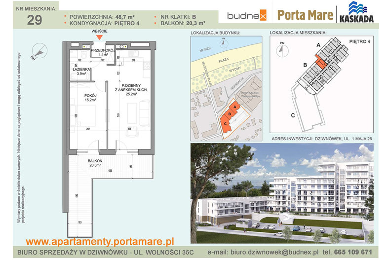 Apartament wakacyjny 48,70 m², piętro 4, oferta nr B/M29