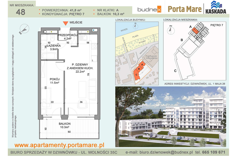 Apartament wakacyjny 41,80 m², piętro 7, oferta nr A/M48
