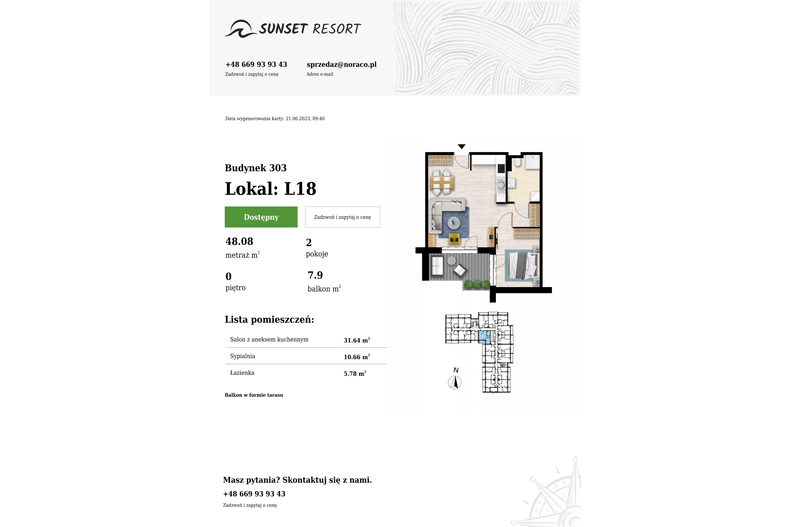 Apartament wakacyjny 48,08 m², parter, oferta nr L18