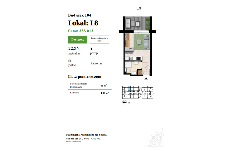 Apartament wakacyjny 22,35 m², parter, oferta nr 104-L8