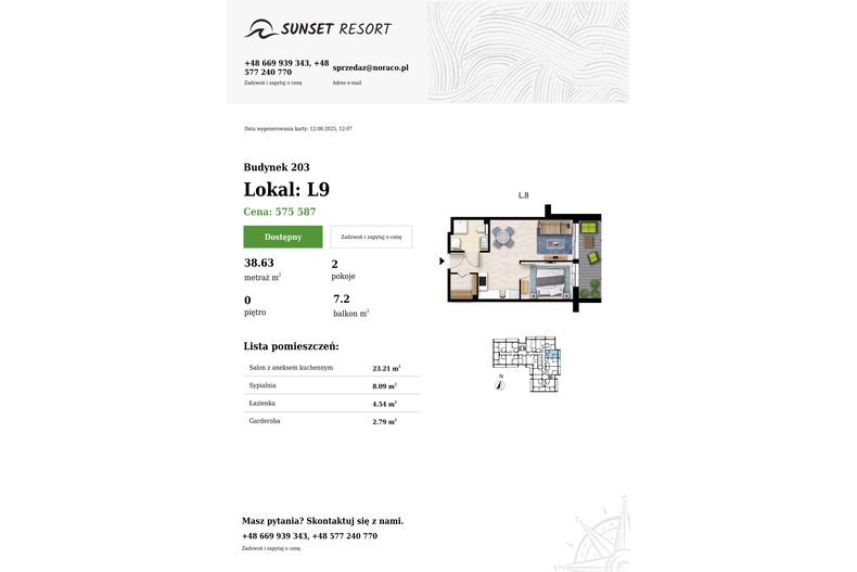 Apartament wakacyjny 38,63 m², parter, oferta nr 203-L9