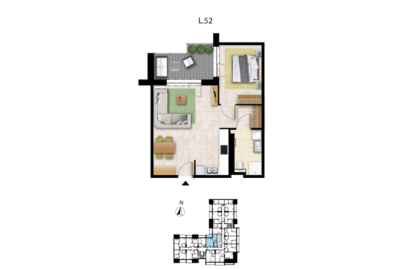 Apartament wakacyjny 48,05 m², piętro 3, oferta nr L 52