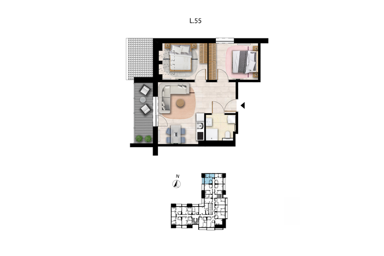 Apartament wakacyjny 44,07 m², piętro 3, oferta nr L 55