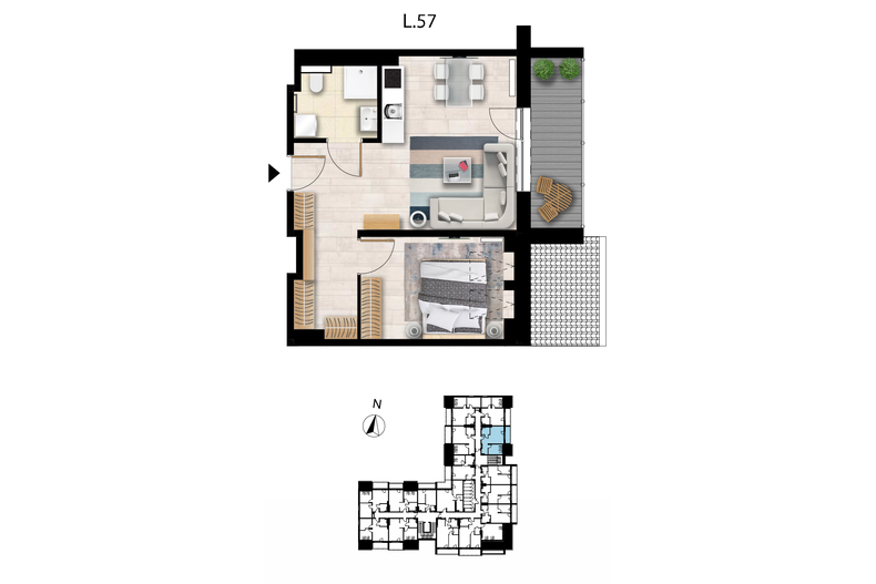 Apartament wakacyjny 39,89 m², piętro 3, oferta nr L 57