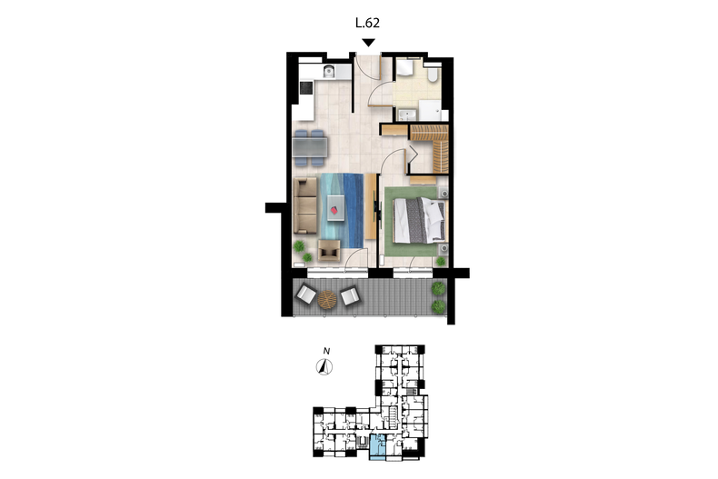 Apartament wakacyjny 44,32 m², piętro 3, oferta nr L 62