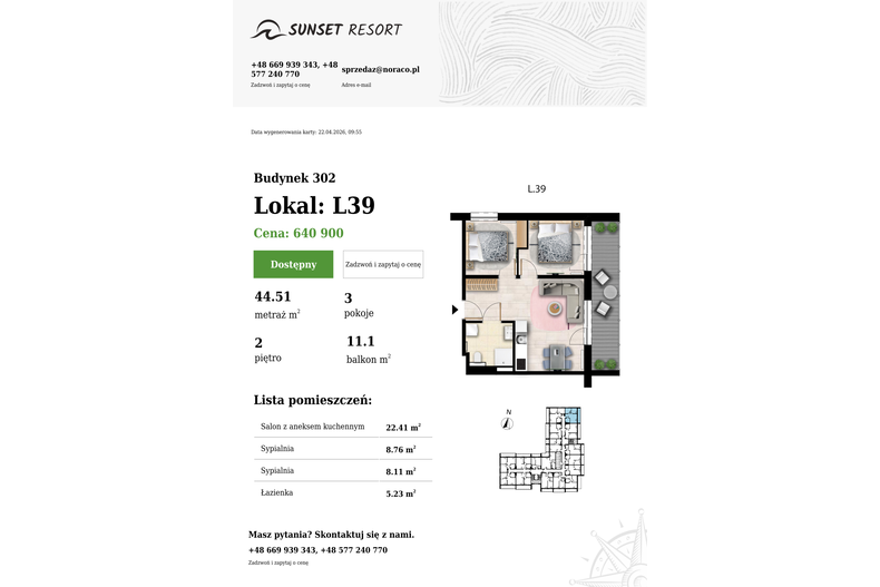 Apartament wakacyjny 44,51 m², piętro 2, oferta nr L 39