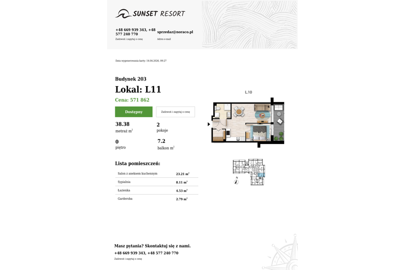 Apartament wakacyjny 38,38 m², parter, oferta nr 203-L11