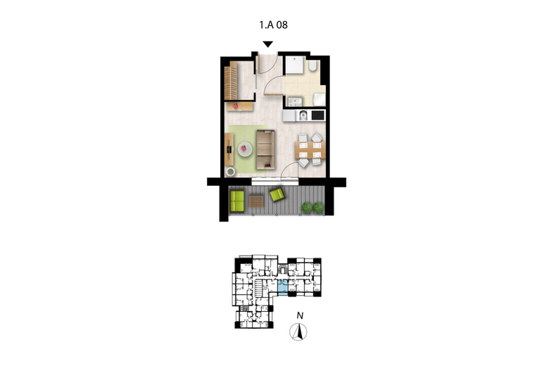 Apartament wakacyjny 27,61 m², piętro 1, oferta nr 1.A.8.