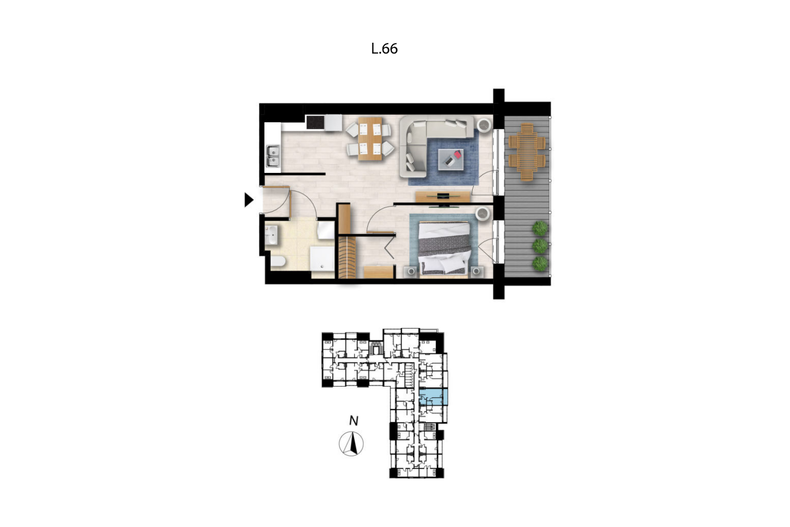 Apartament wakacyjny 42,13 m², piętro 3, oferta nr L66