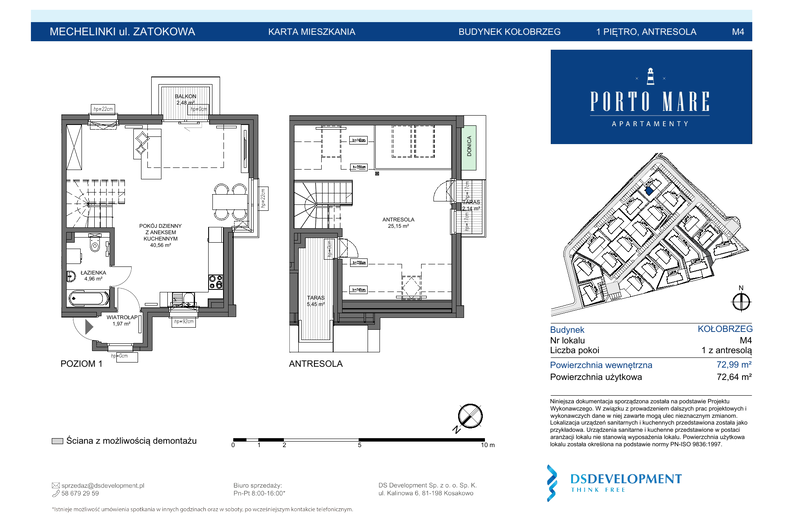 Apartament wakacyjny 72,64 m², piętro 1, oferta nr KOŁOBRZEG.M4