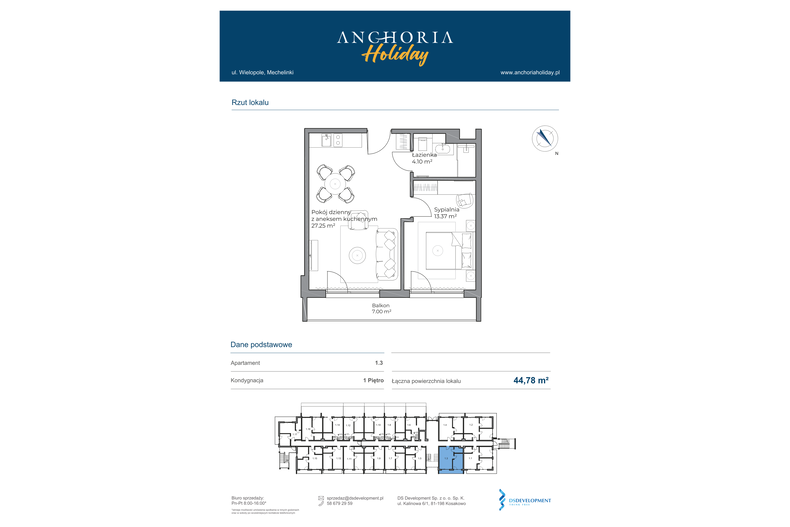 Apartament wakacyjny 44,72 m², piętro 1, oferta nr B_1_3