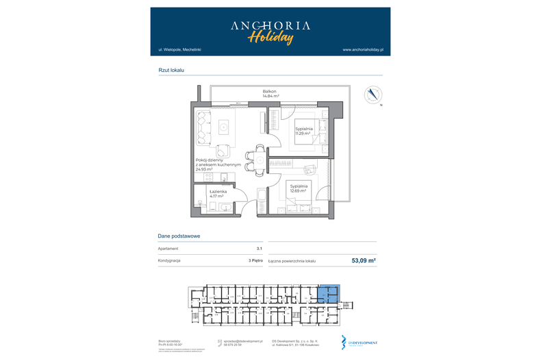 Apartament wakacyjny 53,08 m², piętro 3, oferta nr B_3_1