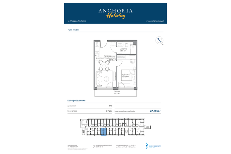 Apartament wakacyjny 37,52 m², piętro 2, oferta nr B_2_12