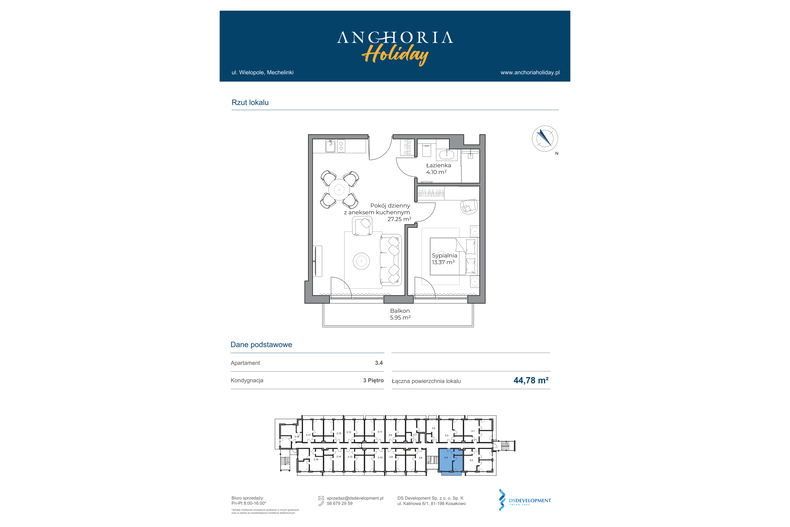 Apartament wakacyjny 44,72 m², piętro 3, oferta nr B_3_4