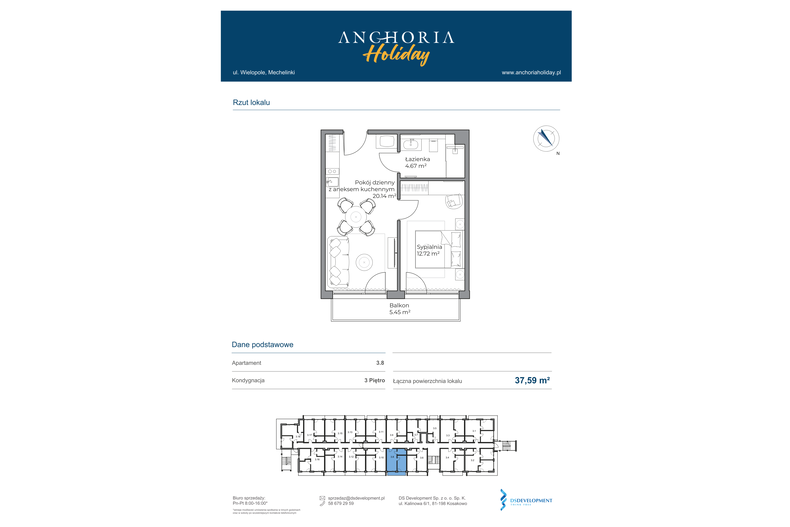 Apartament wakacyjny 37,53 m², piętro 3, oferta nr B_3_8