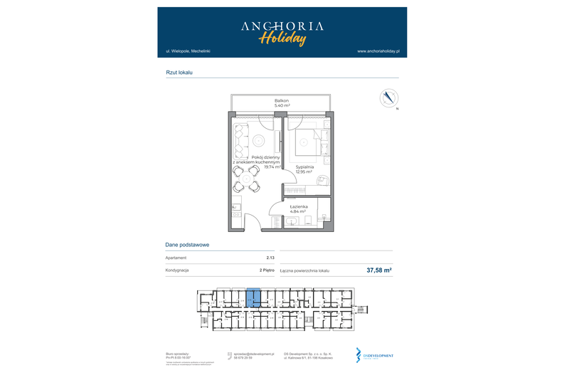 Apartament wakacyjny 37,53 m², piętro 2, oferta nr B_2_13