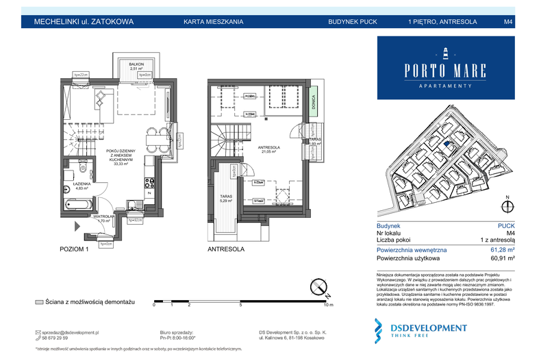 Apartament wakacyjny 60,91 m², piętro 1, oferta nr PUCK.M4