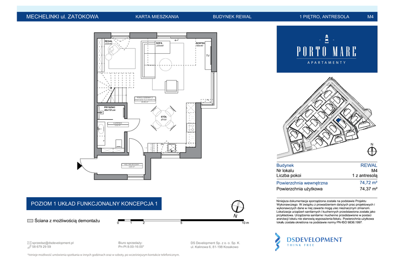 Apartament wakacyjny 74,37 m², piętro 1, oferta nr REWAL.M4