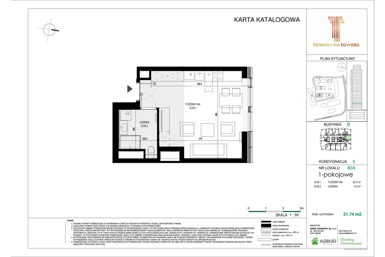 Apartament 31,74 m², piętro 5, oferta nr B.34