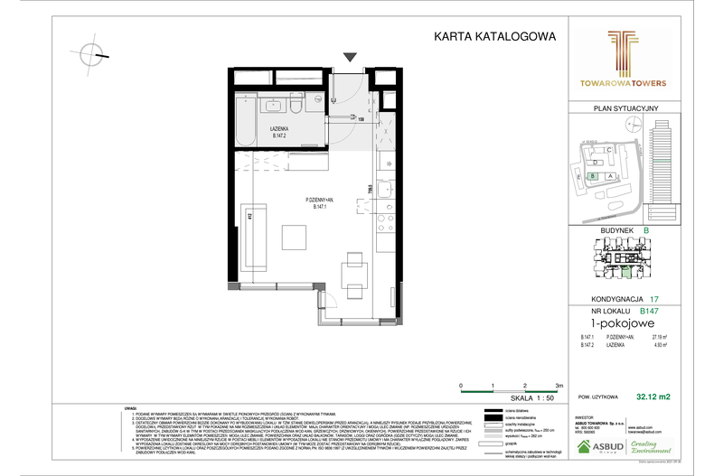 Apartament 32,12 m², piętro 17, oferta nr B.147