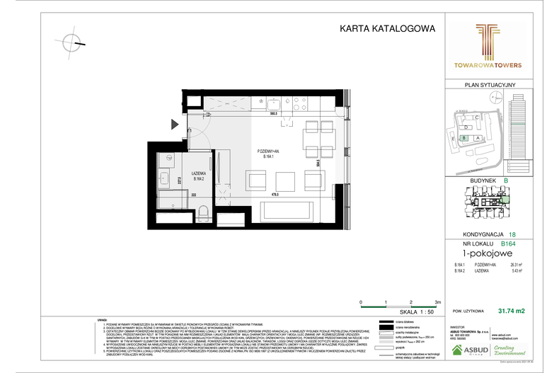 Apartament 31,74 m², piętro 18, oferta nr B.164