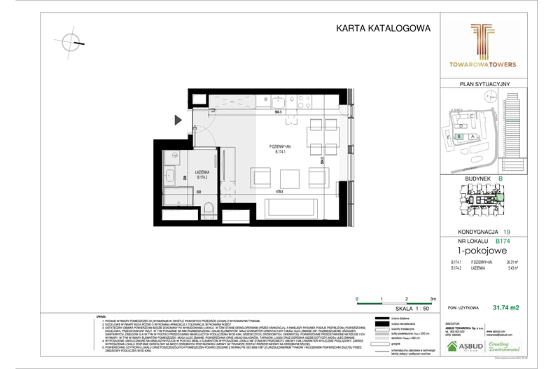 Apartament 31,74 m², piętro 19, oferta nr B.174