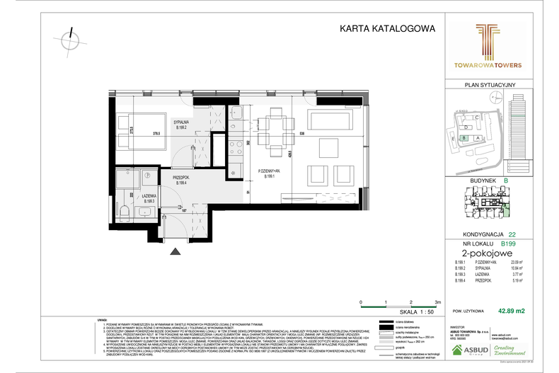 Apartament 42,89 m², piętro 22, oferta nr B.199
