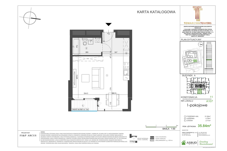 Apartament 36,56 m², piętro 11, oferta nr A.107