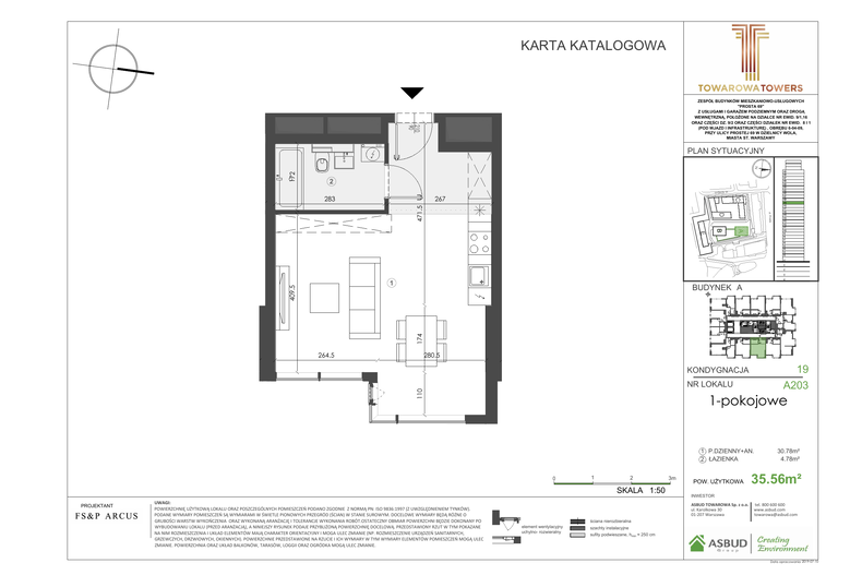 Apartament 36,71 m², piętro 19, oferta nr A.203
