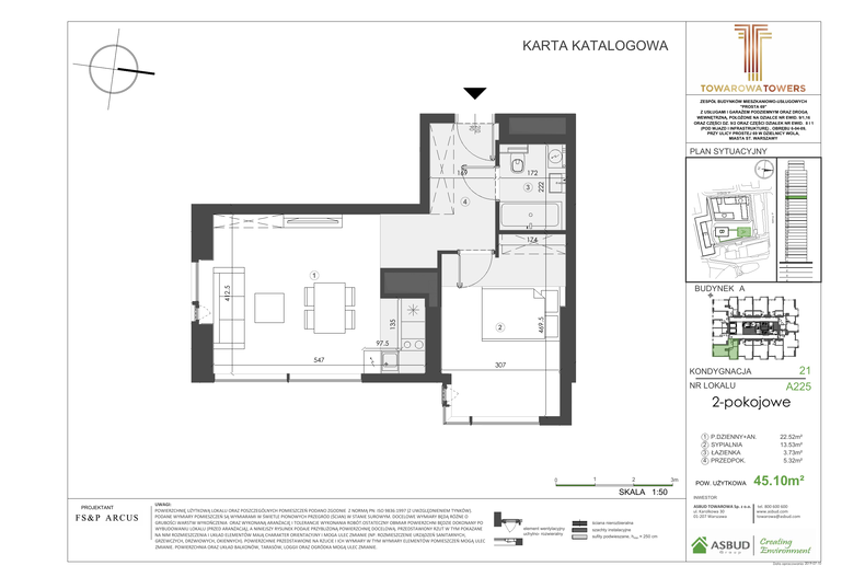 Apartament 45,89 m², piętro 21, oferta nr A.225