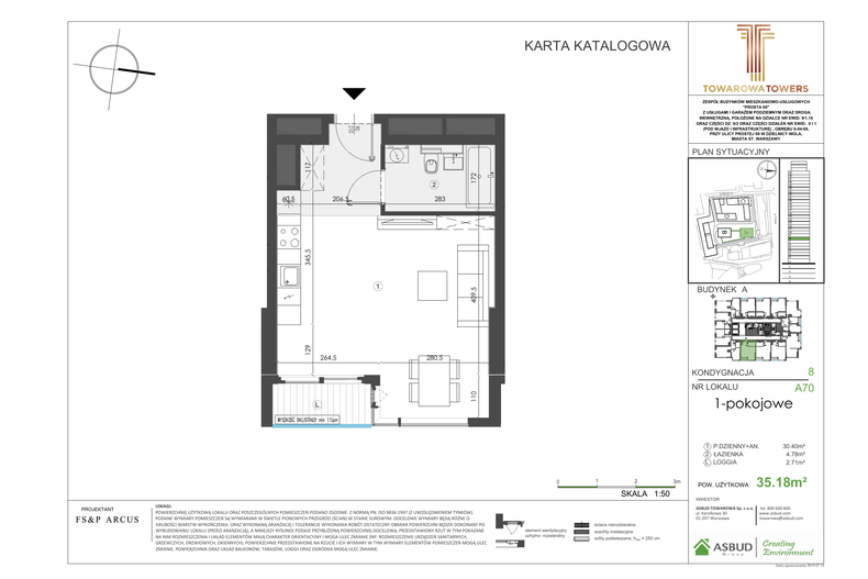 Apartament 35,90 m², piętro 8, oferta nr A.70