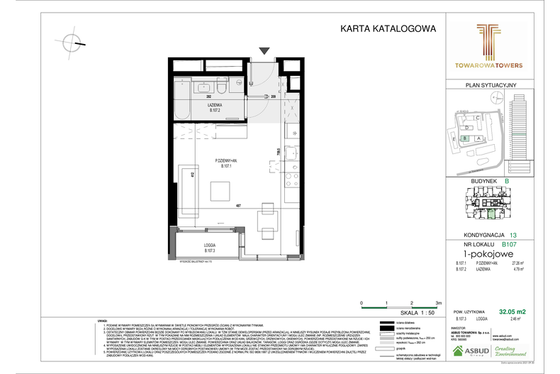 Apartament 32,05 m², piętro 13, oferta nr B.107