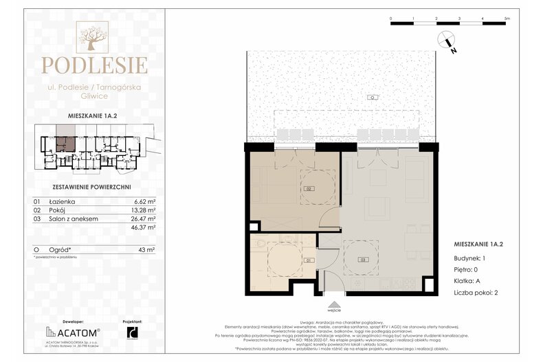 Apartament wakacyjny 46,37 m², parter, oferta nr 1A.2
