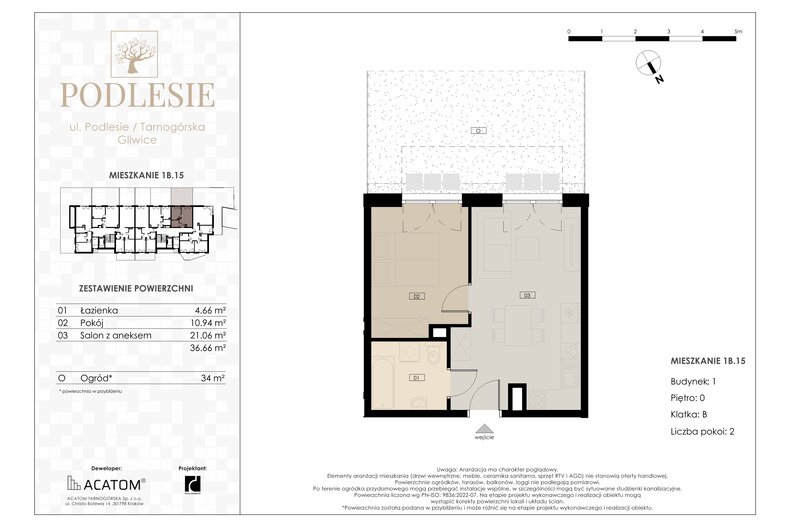 Apartament wakacyjny 36,66 m², parter, oferta nr 1B.15