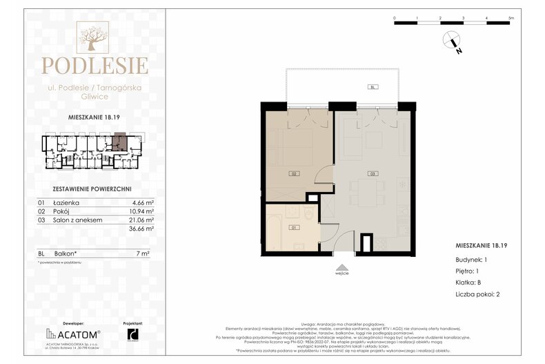 Apartament wakacyjny 36,66 m², piętro 1, oferta nr 1B.19