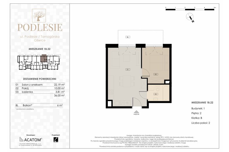 Apartament wakacyjny 36,00 m², piętro 2, oferta nr 1B.22