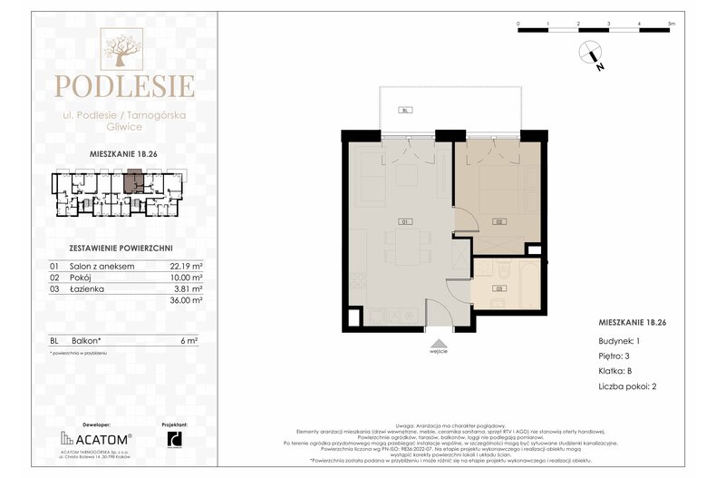 Apartament wakacyjny 36,00 m², piętro 3, oferta nr 1B.26