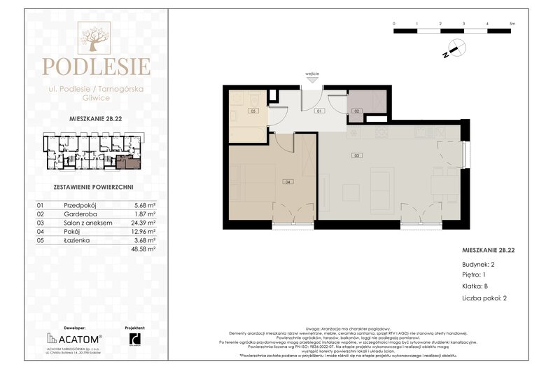 Apartament wakacyjny 48,58 m², piętro 1, oferta nr 2B.22