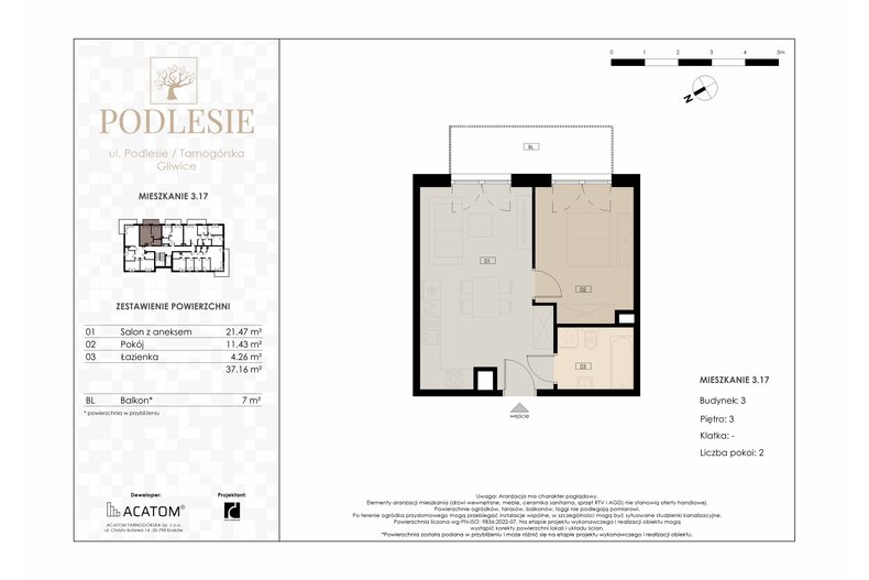 Apartament wakacyjny 37,16 m², piętro 3, oferta nr 3.17