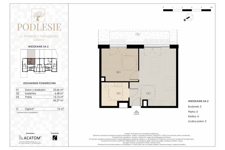 Apartament wakacyjny 45,27 m², parter, oferta nr 5A.2