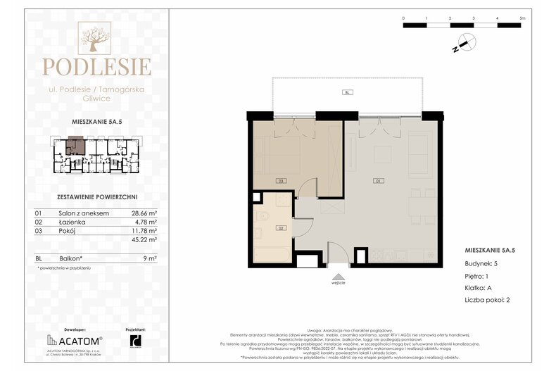 Apartament wakacyjny 45,22 m², piętro 1, oferta nr 5A.5