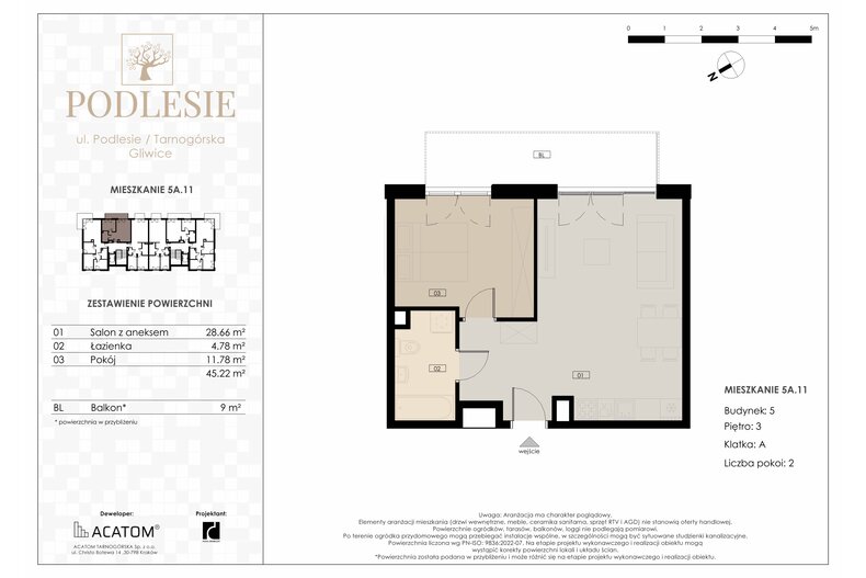 Apartament wakacyjny 45,22 m², piętro 3, oferta nr 5A.11