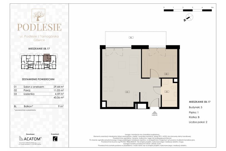 Apartament wakacyjny 45,06 m², piętro 1, oferta nr 5B.17