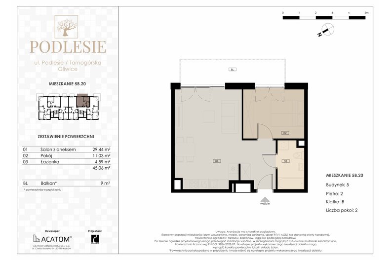 Apartament wakacyjny 45,06 m², piętro 2, oferta nr 5B.20