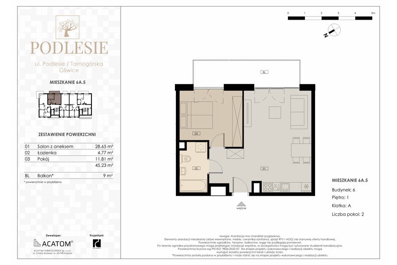 Apartament wakacyjny 45,23 m², piętro 1, oferta nr 6A.5