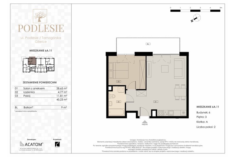 Apartament wakacyjny 45,23 m², piętro 3, oferta nr 6A.11