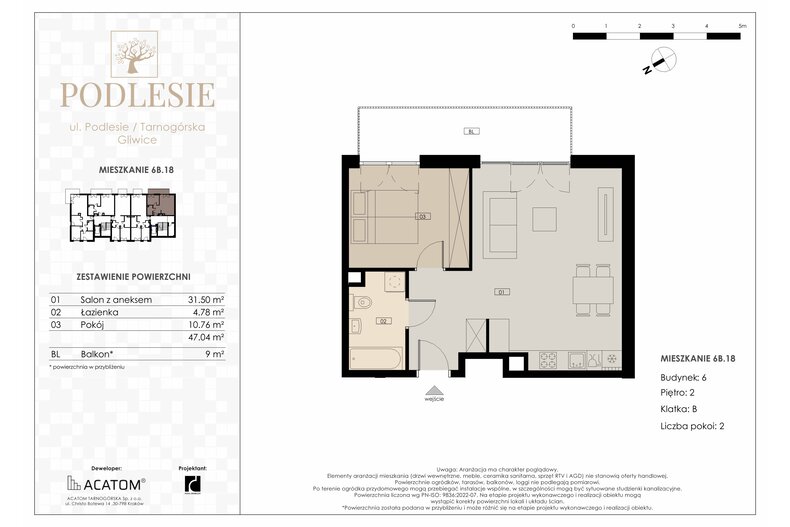 Apartament wakacyjny 47,04 m², piętro 2, oferta nr 6B.18