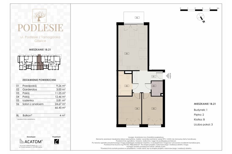Apartament wakacyjny 66,45 m², piętro 2, oferta nr 1B.21
