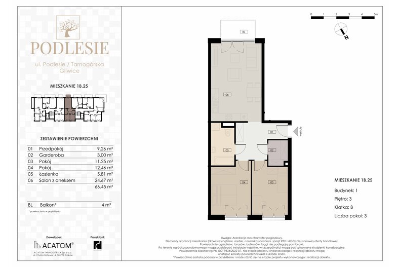 Apartament wakacyjny 66,45 m², piętro 3, oferta nr 1B.25