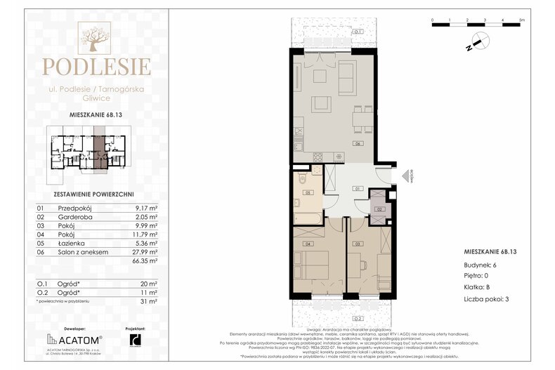 Apartament wakacyjny 66,35 m², parter, oferta nr 6B.13